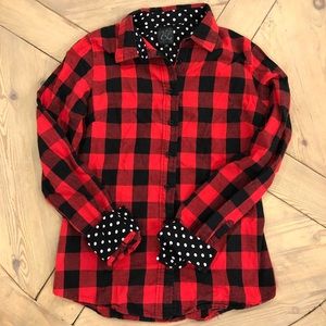 Plaid and Polka Dot Women’s Button Down